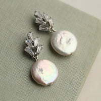 Silver Art Deco Pearl Earrings