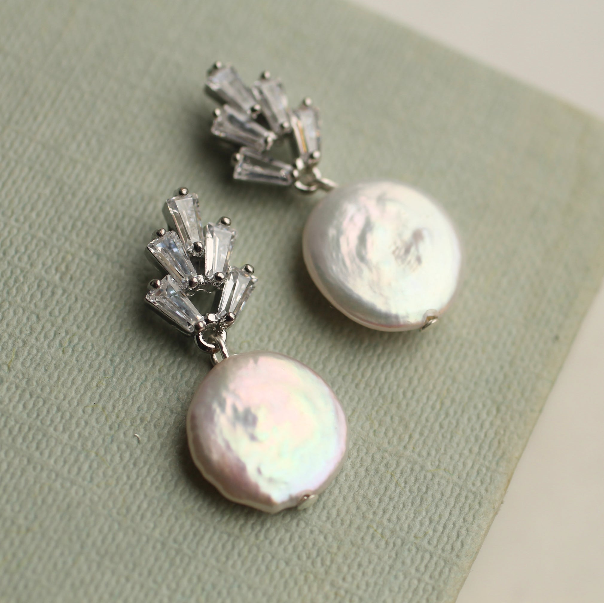Silver Art Deco Pearl Earrings