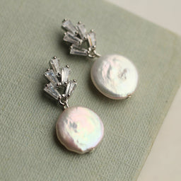 Silver Art Deco Pearl Earrings