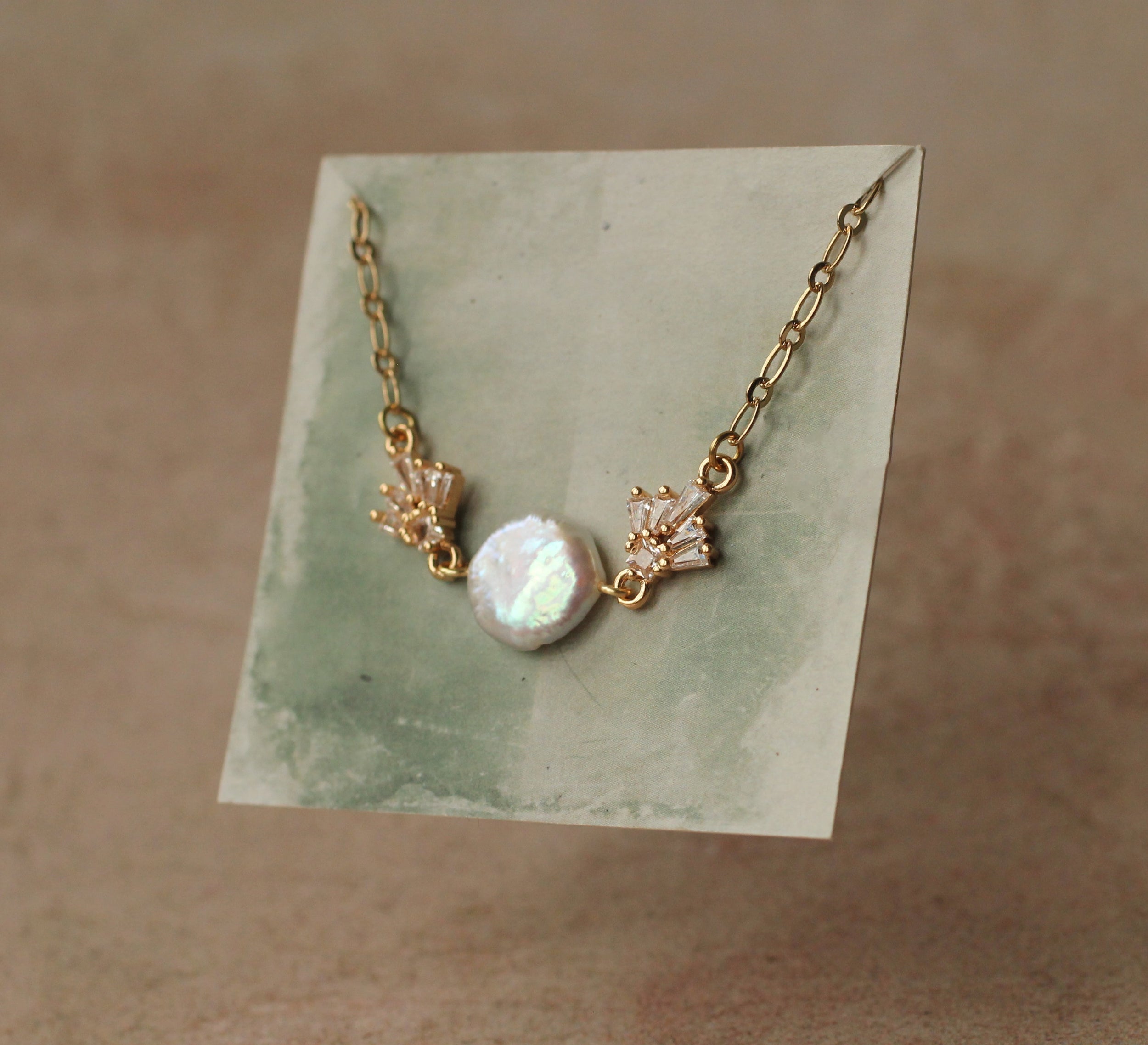 Art Deco Pearl Crystal Necklace
