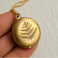 Engraved Fern Locket Necklace