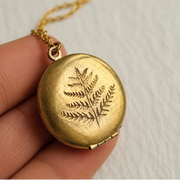 Engraved Fern Locket Necklace