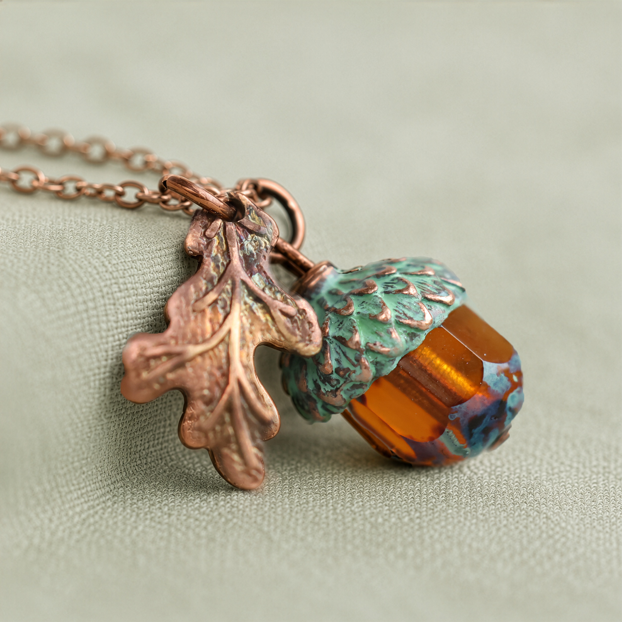 Amber Acorn Necklace