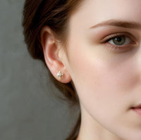 Gold Comet Pearl Stud Earrings