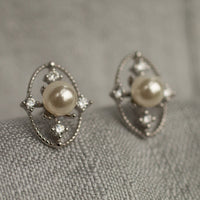 Silver Comet Pearl Stud Earrings