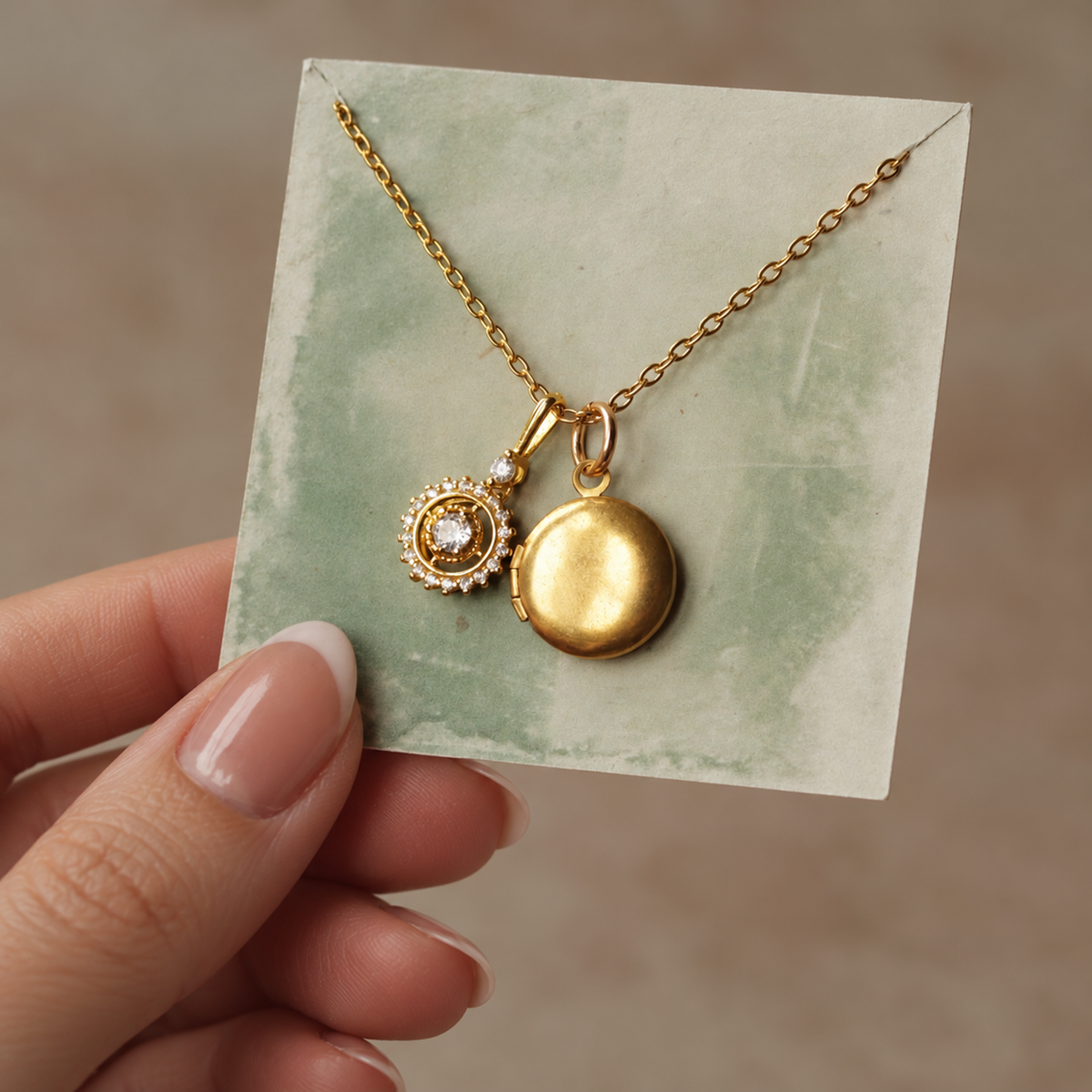 Gold Vintage Sun Charm Locket