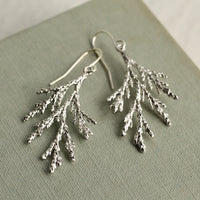 Silver Pine Botanical Earrings