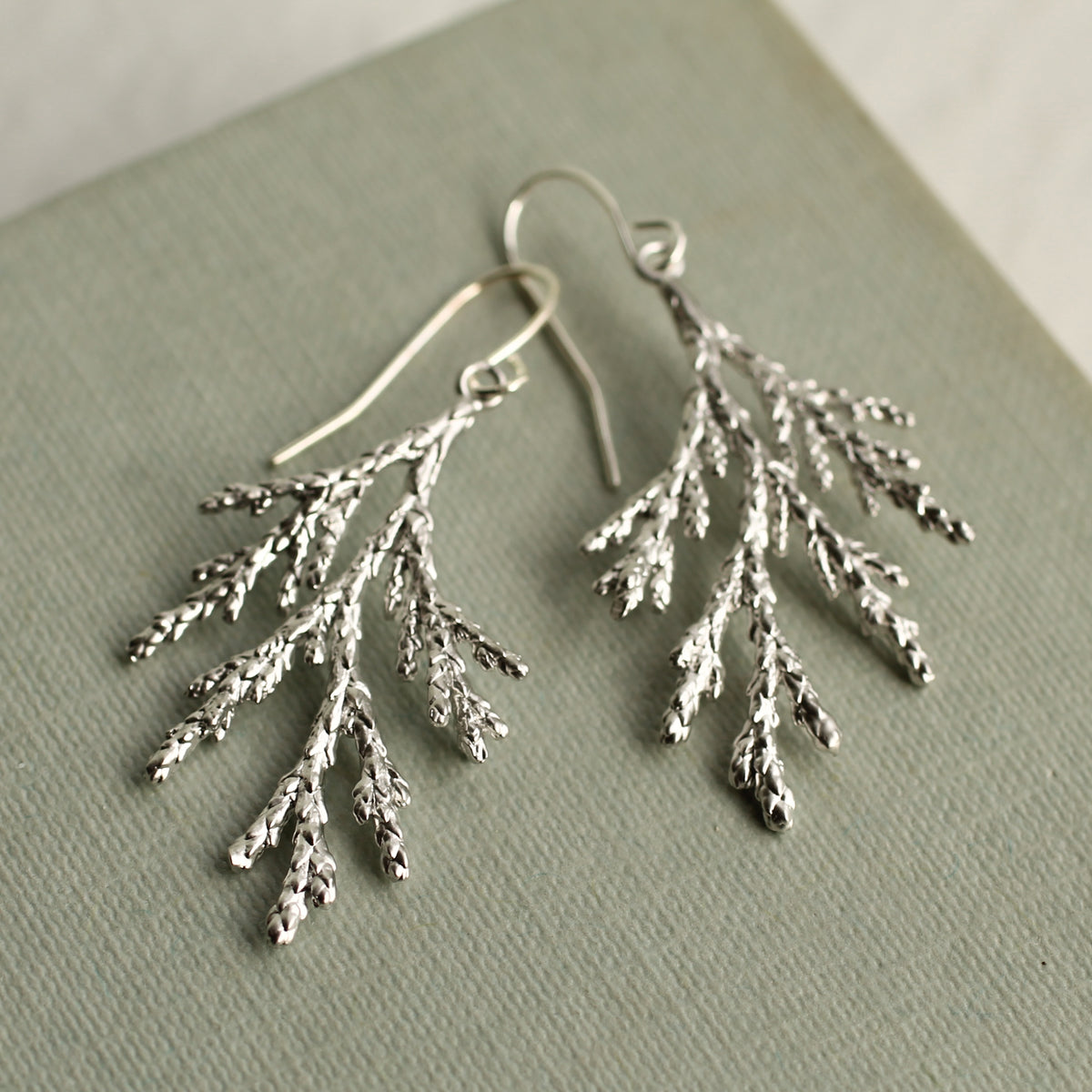 Silver Pine Botanical Earrings