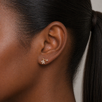 Cross Flower Stud Earrings with Pearl