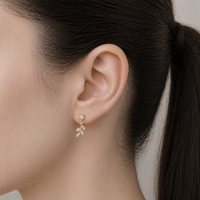 Crystal Feather Stud Earrings