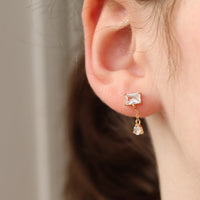 Baguette Rectangle Dangle Stud Earrings