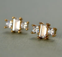 Art Deco Rectangle Stud Earrings