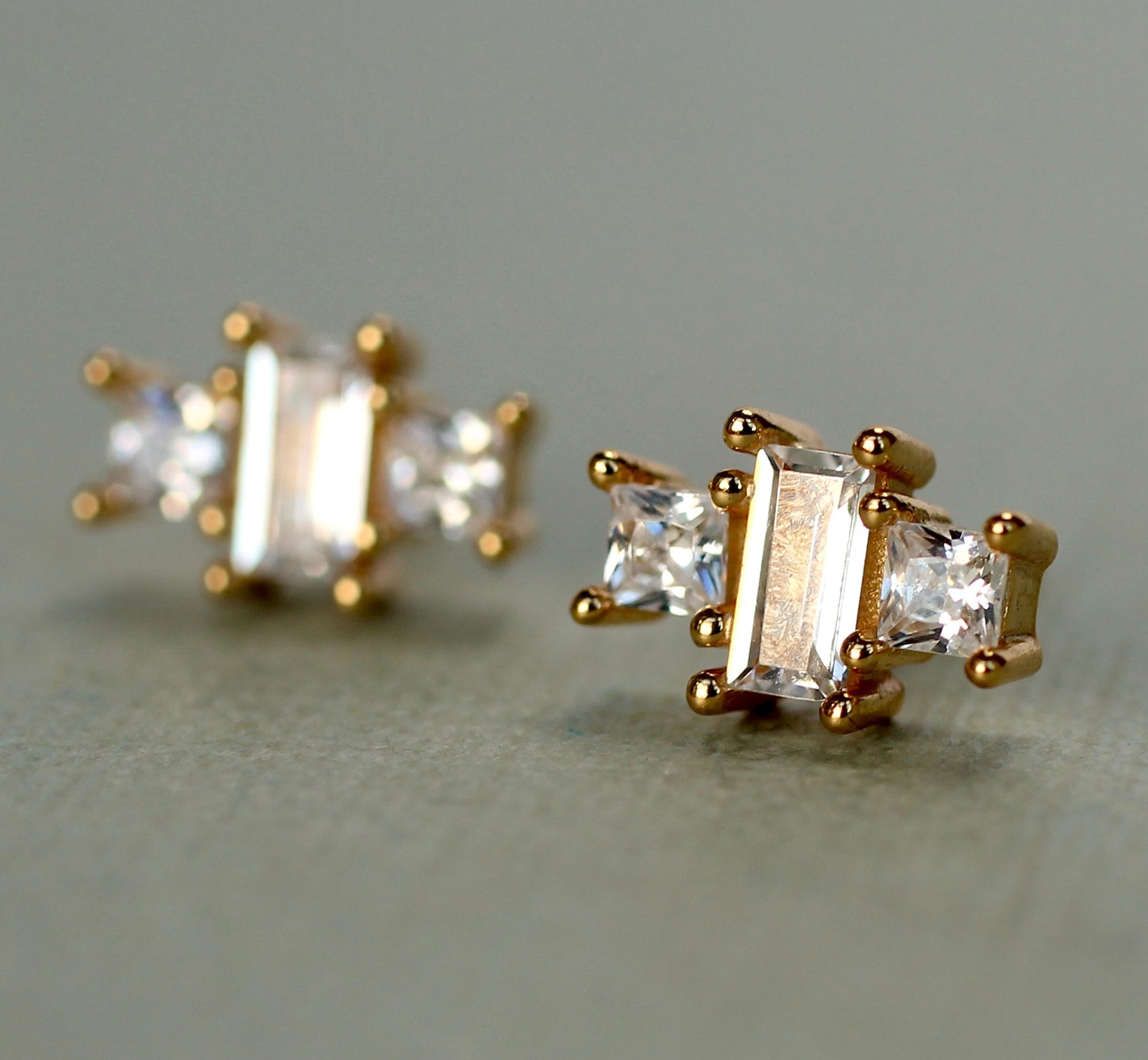 Art Deco Rectangle Stud Earrings