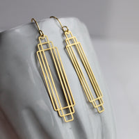 Art Deco Gold Rectangle Earrings