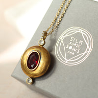 Art Deco Ruby Red Locket Necklace