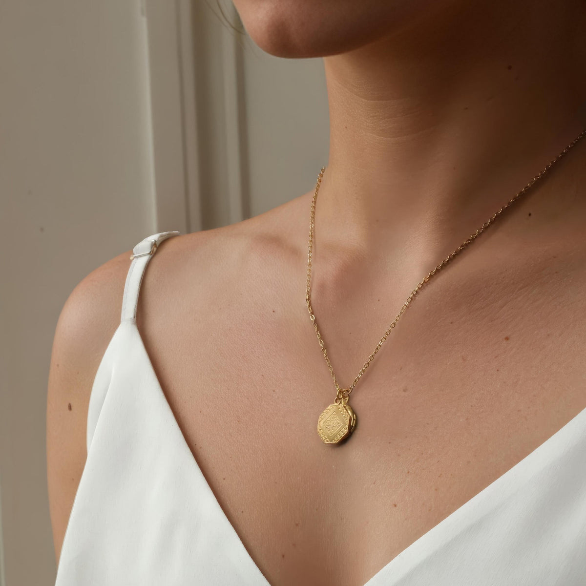 Art Deco Coin Locket Necklace