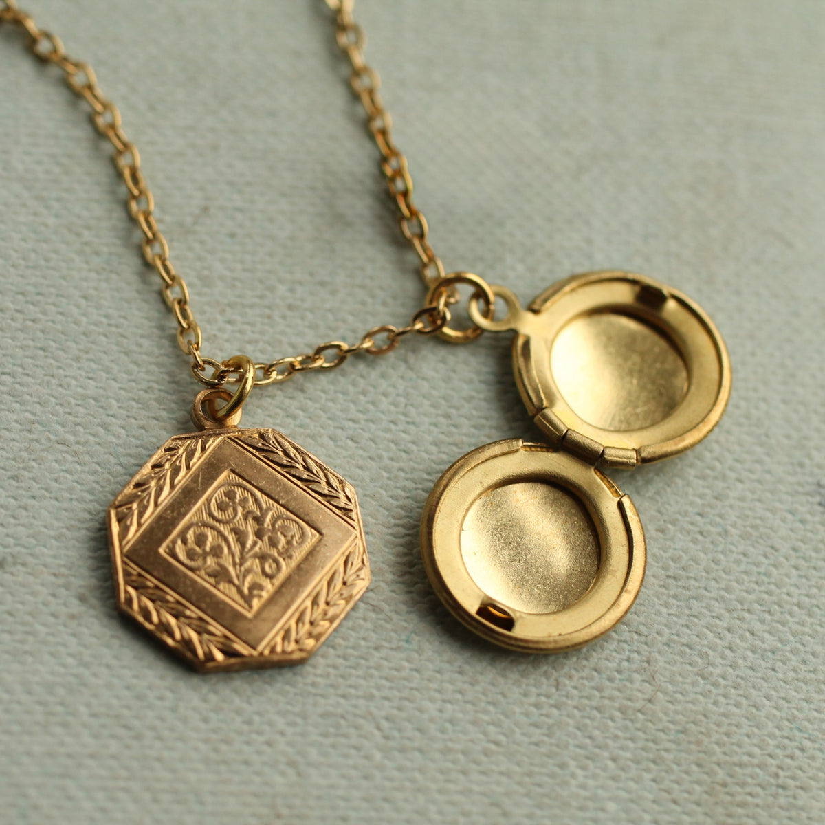 Art Deco Coin Locket Necklace