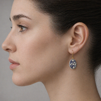 Blue Tulip Flower Earrings