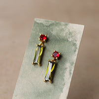 Scarlet and Olive Green Earrings