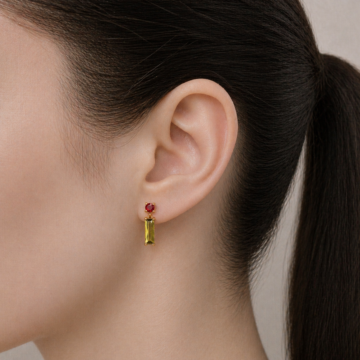Scarlet and Olive Green Earrings