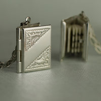 Silver Banner Book Locket Necklace