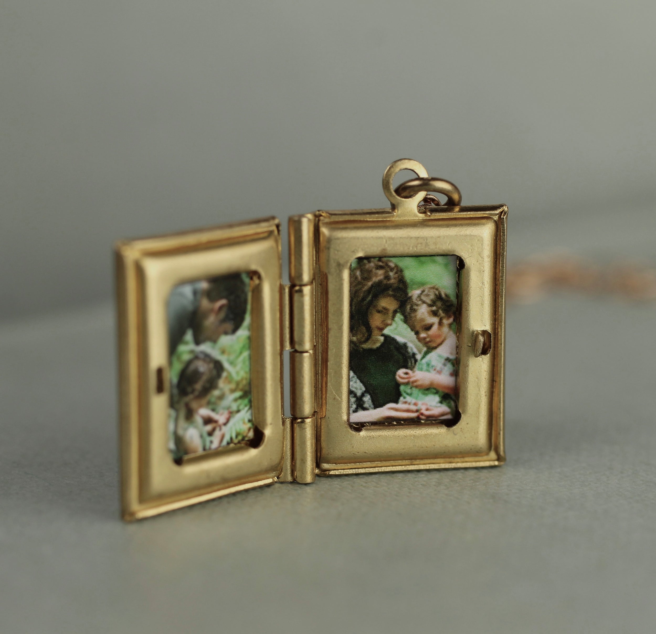 Gold Brass Banner Book Locket Necklace