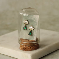 Emerald Gold Vermeil Crown Stud Earrings
