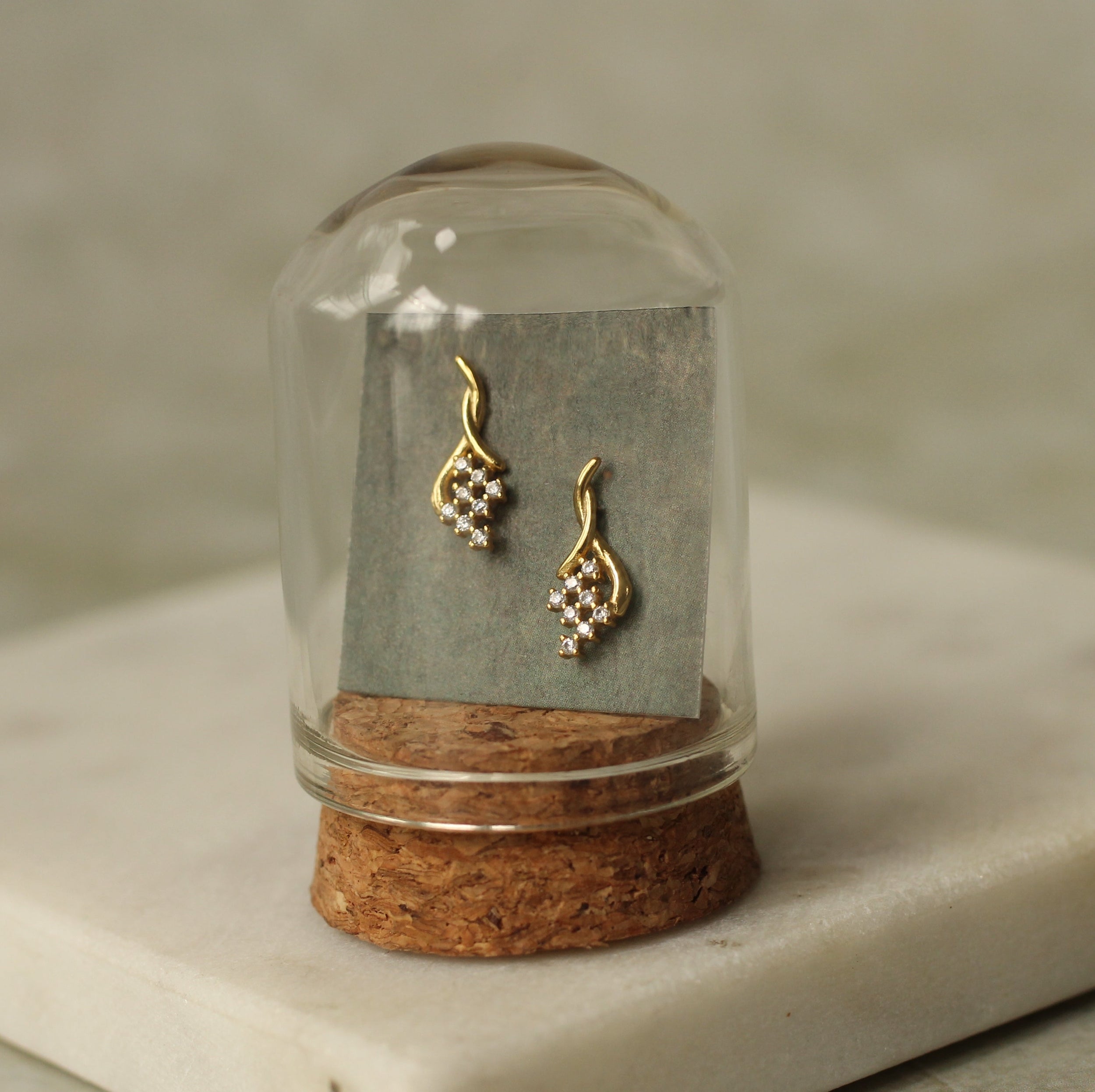 Vine Stud Earrings with Crystal