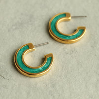 Turquoise Enamel Mini Hoop Earrings