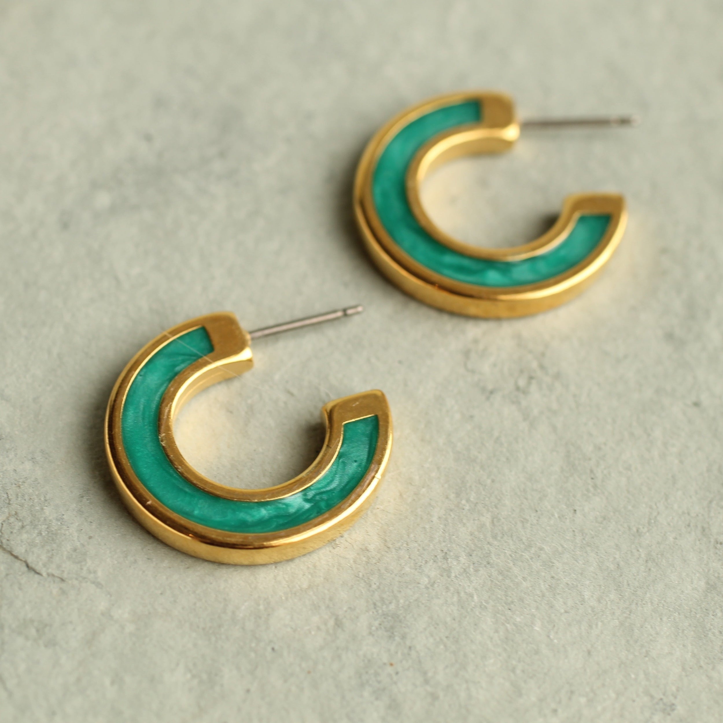 Turquoise Enamel Mini Hoop Earrings