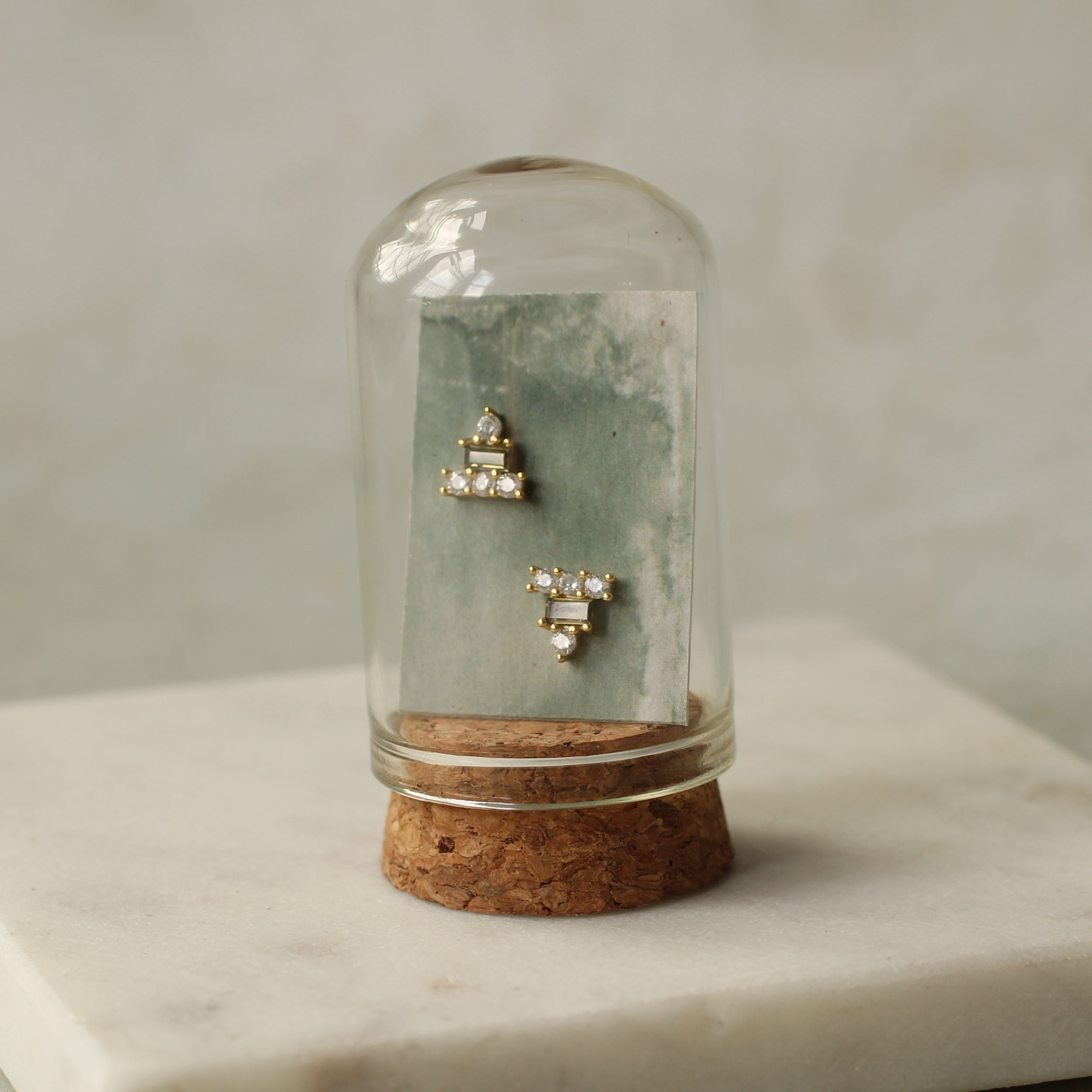 Smoky Quartz Art Deco Stud Earrings