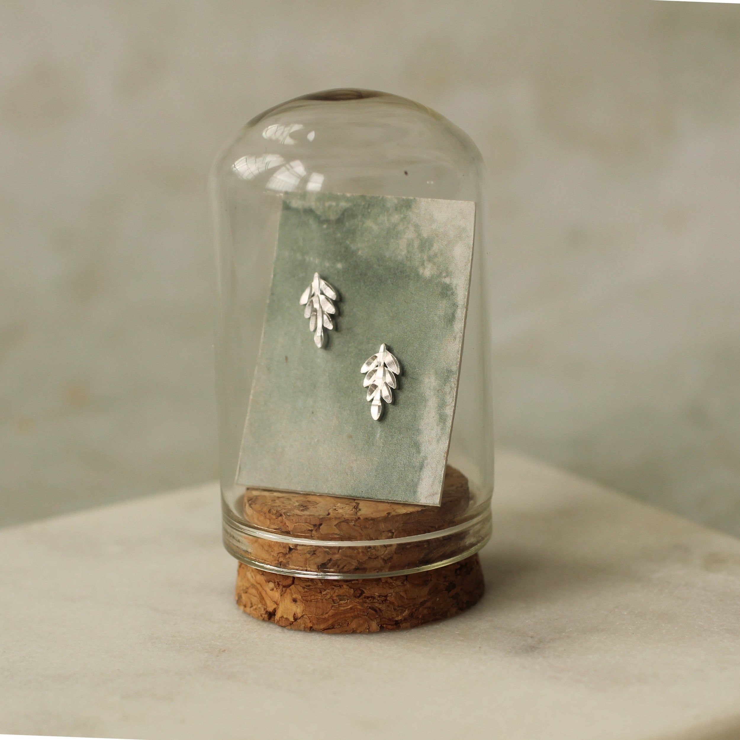 Sterling Silver Fern Stud Earrings