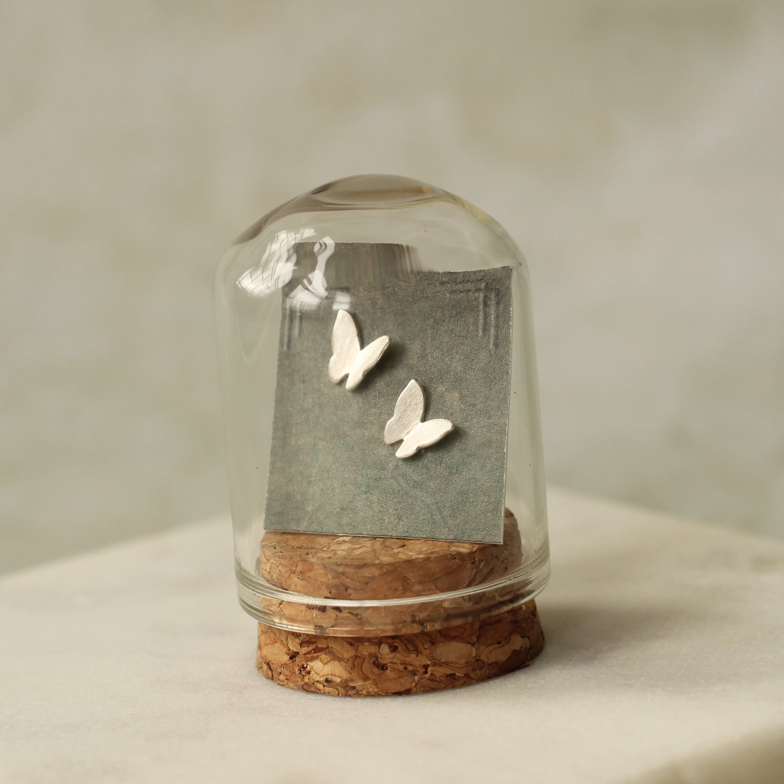Sterling Silver Butterfly Silhouette Stud Earrings