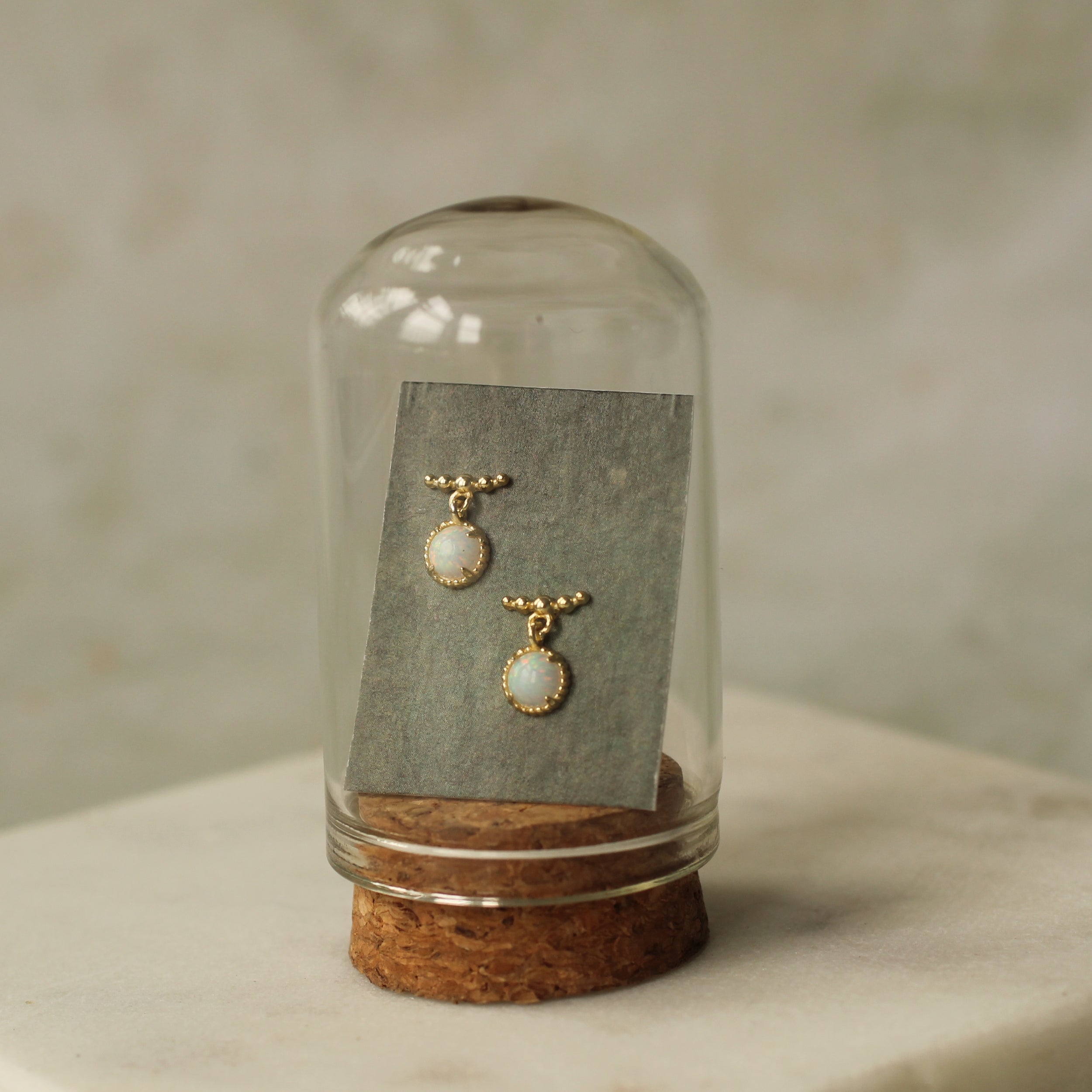 Opal Dangle Stud Earrings