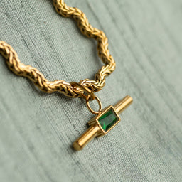 Jade Bar Necklace with Woven Chain
