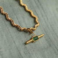 Jade Bar Necklace with Woven Chain