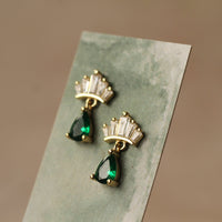 Emerald Gold Vermeil Crown Stud Earrings
