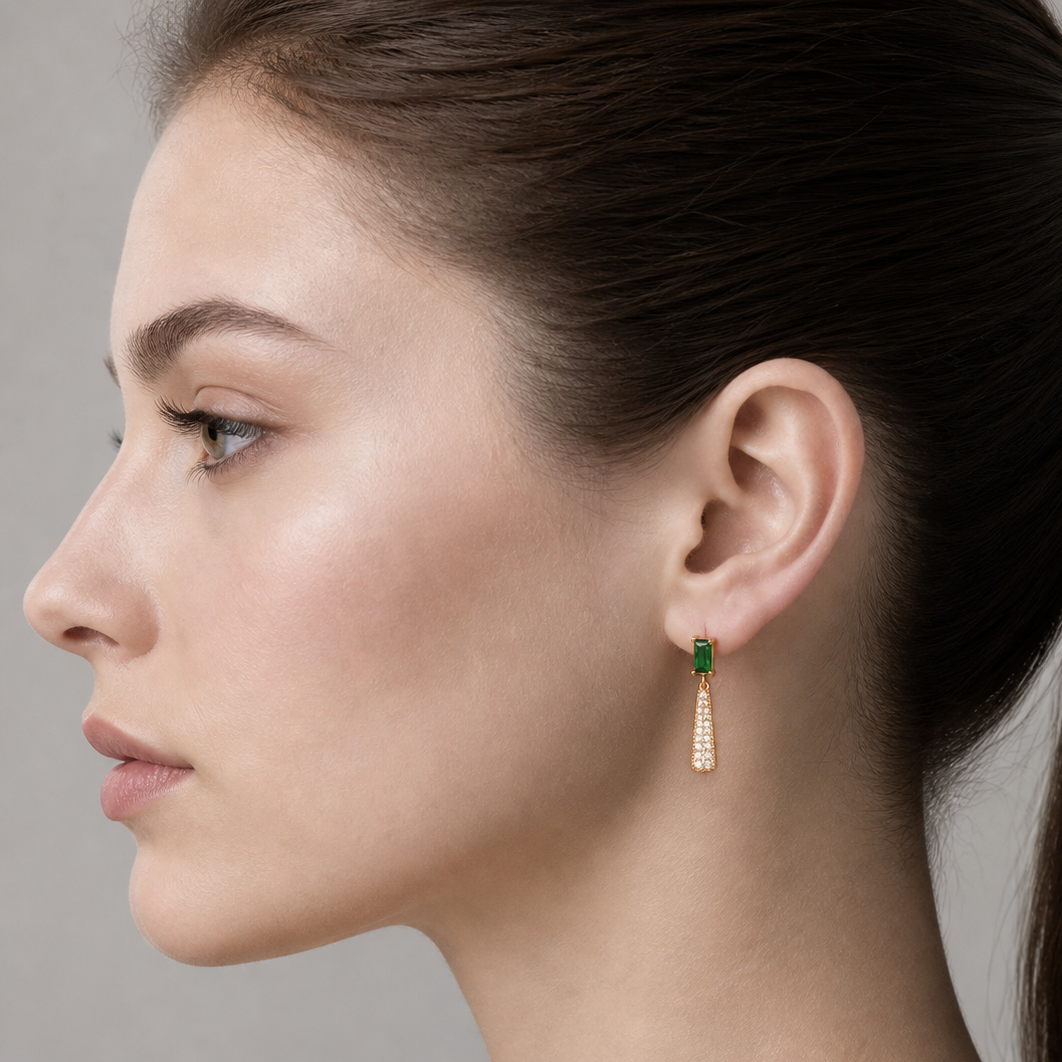 Emerald Crystal Drop Earrings