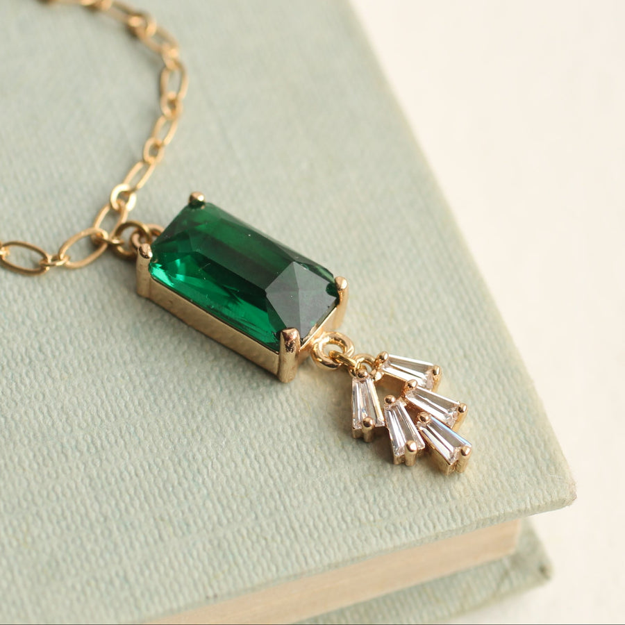 Art Deco Emerald Bar Necklace