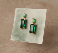 Emerald Block Baguette Earrings