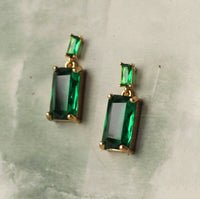 Emerald Block Baguette Earrings
