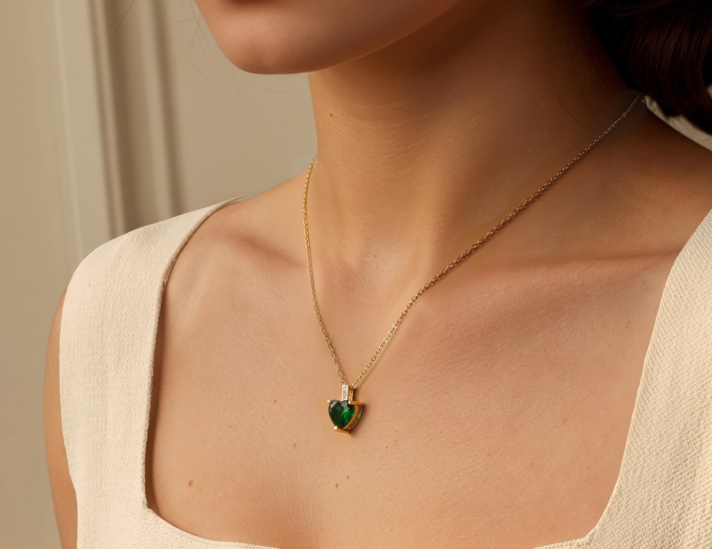Emerald Green Heart Necklace