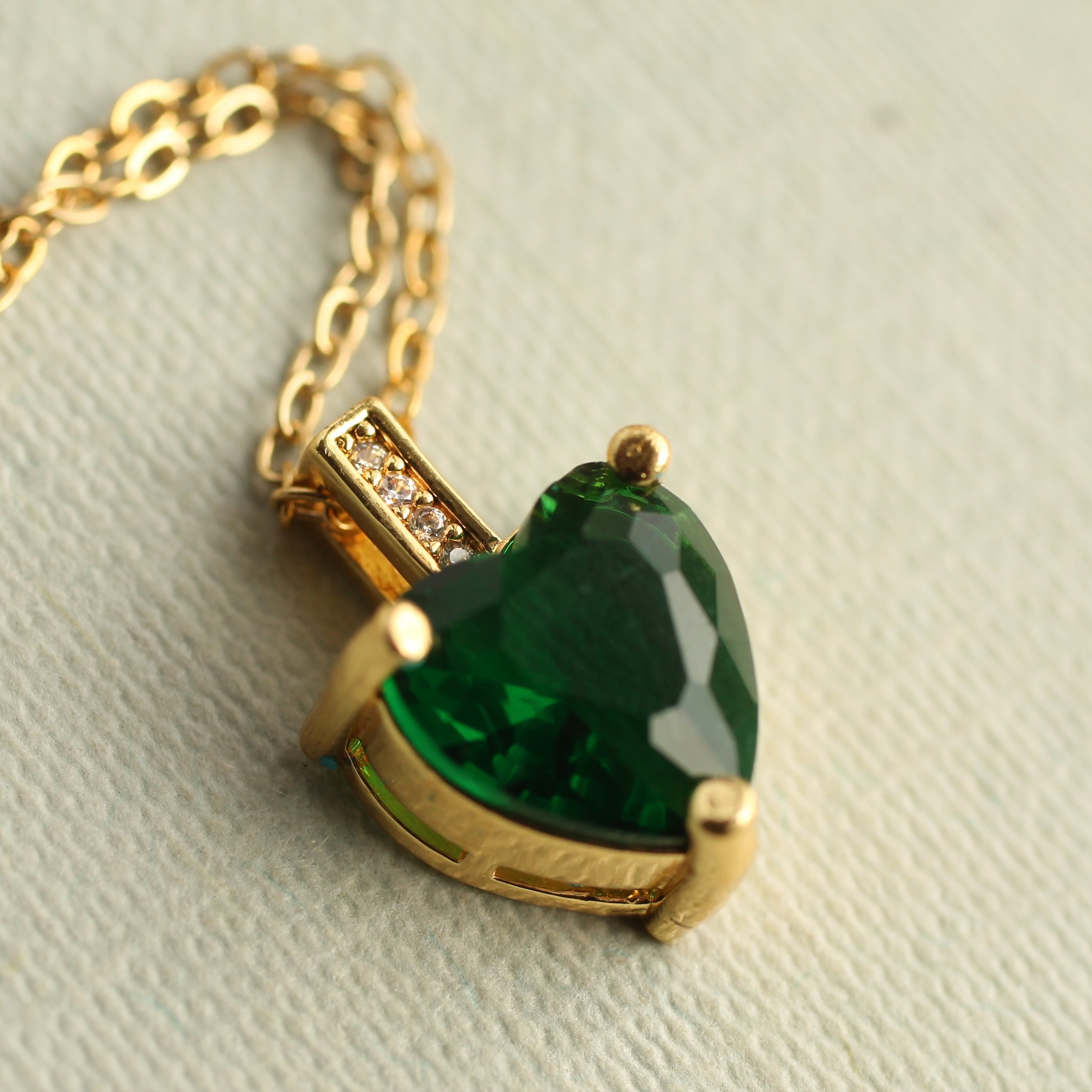Emerald Green Heart Necklace