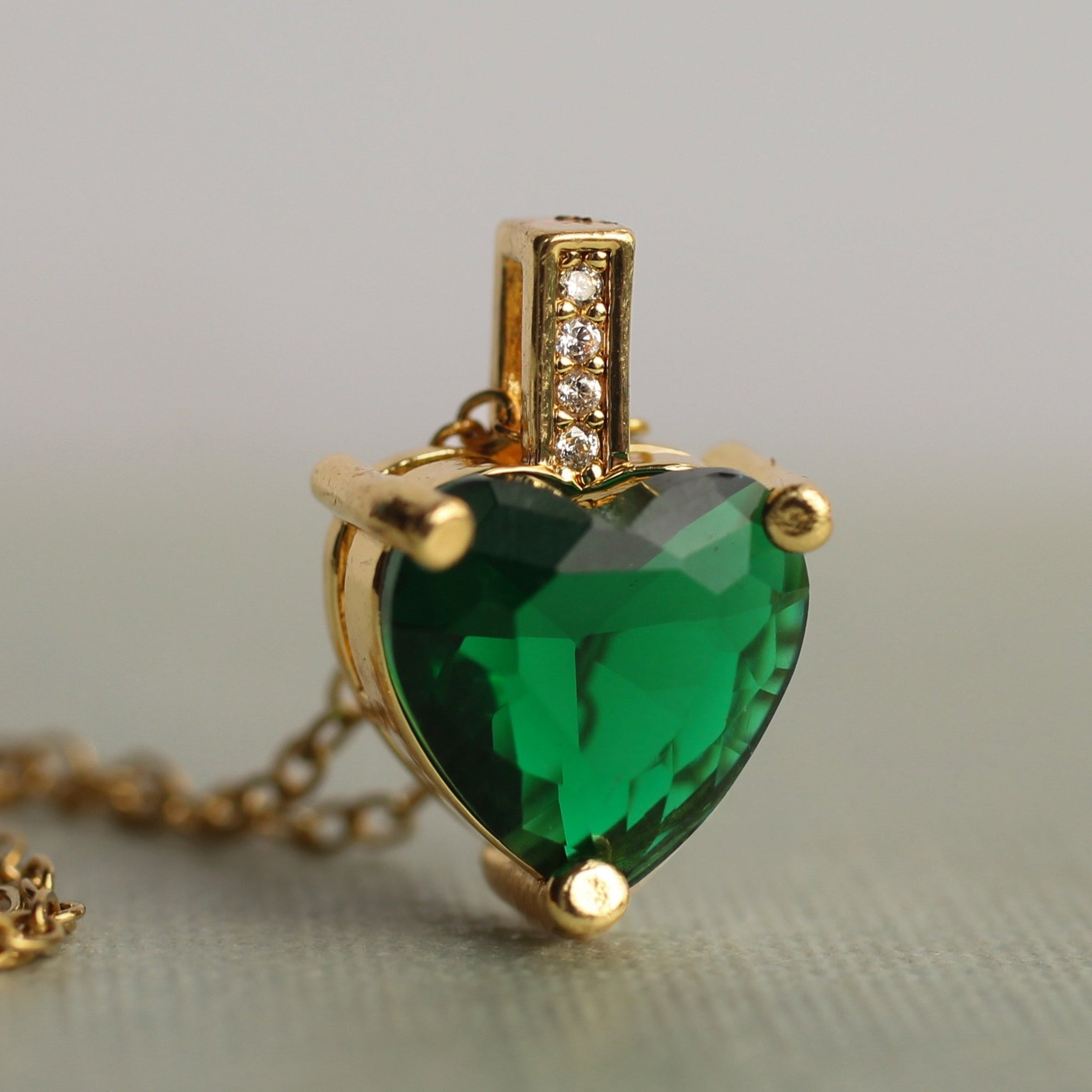 Emerald Green Heart Necklace