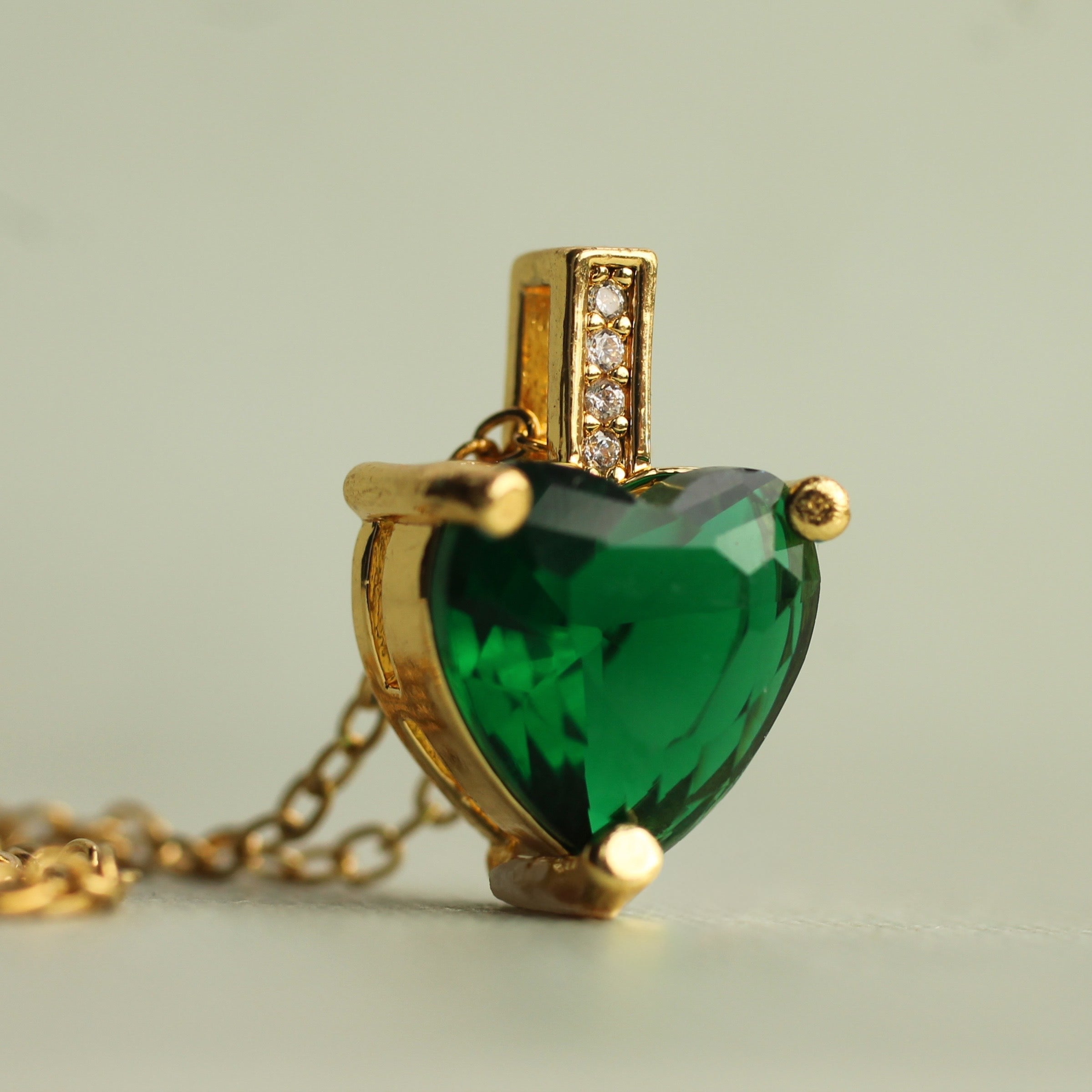 Emerald Green Heart Necklace