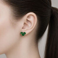 Emerald Heart Stud Earrings