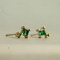 Emerald Green Kite Stud Earrings
