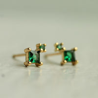 Emerald Green Kite Stud Earrings
