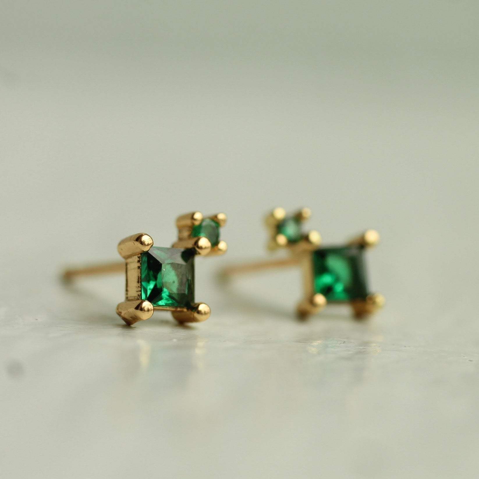 Emerald Green Kite Stud Earrings