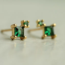 Emerald Green Kite Stud Earrings